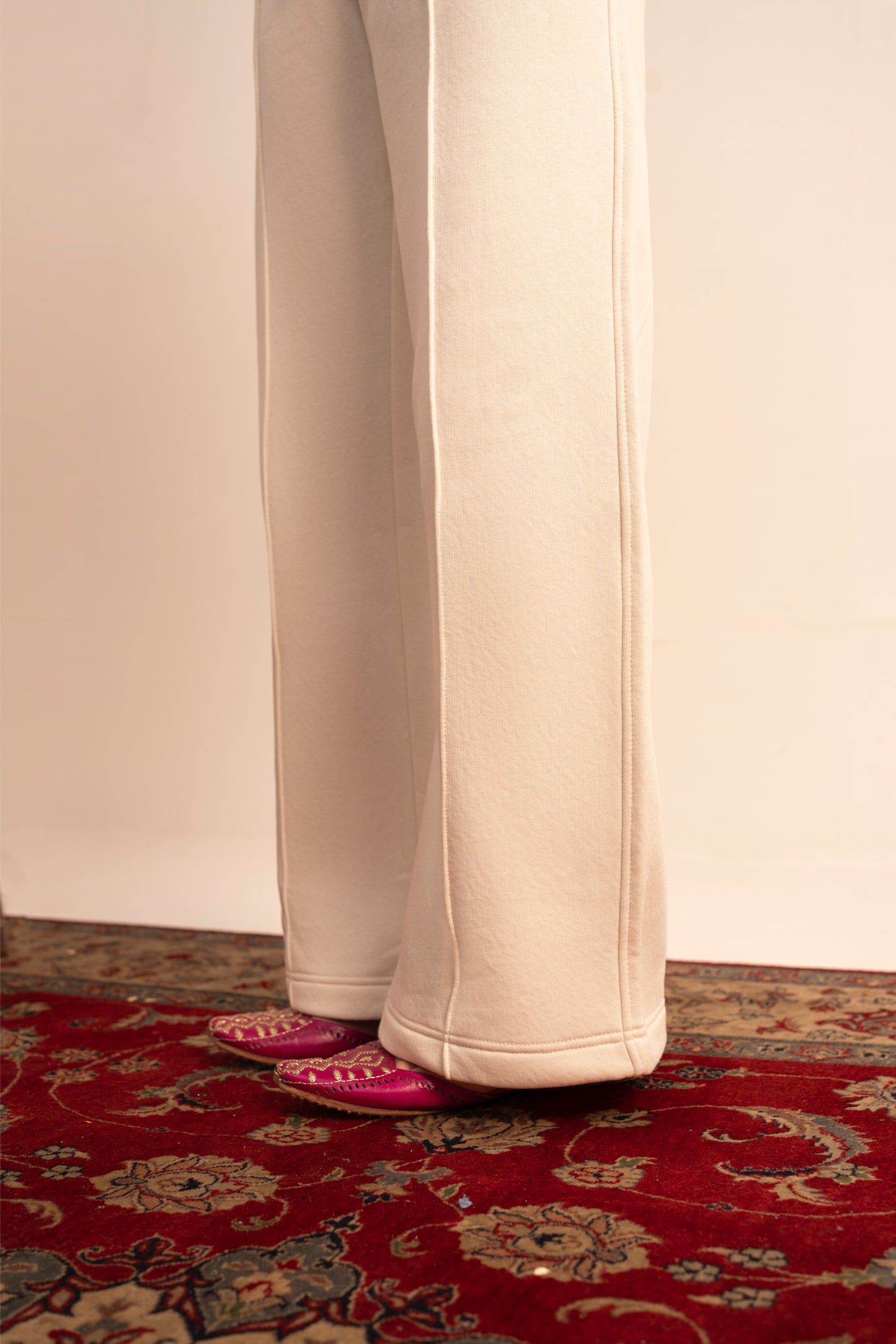 Wide Leg Ivory Sweatpants