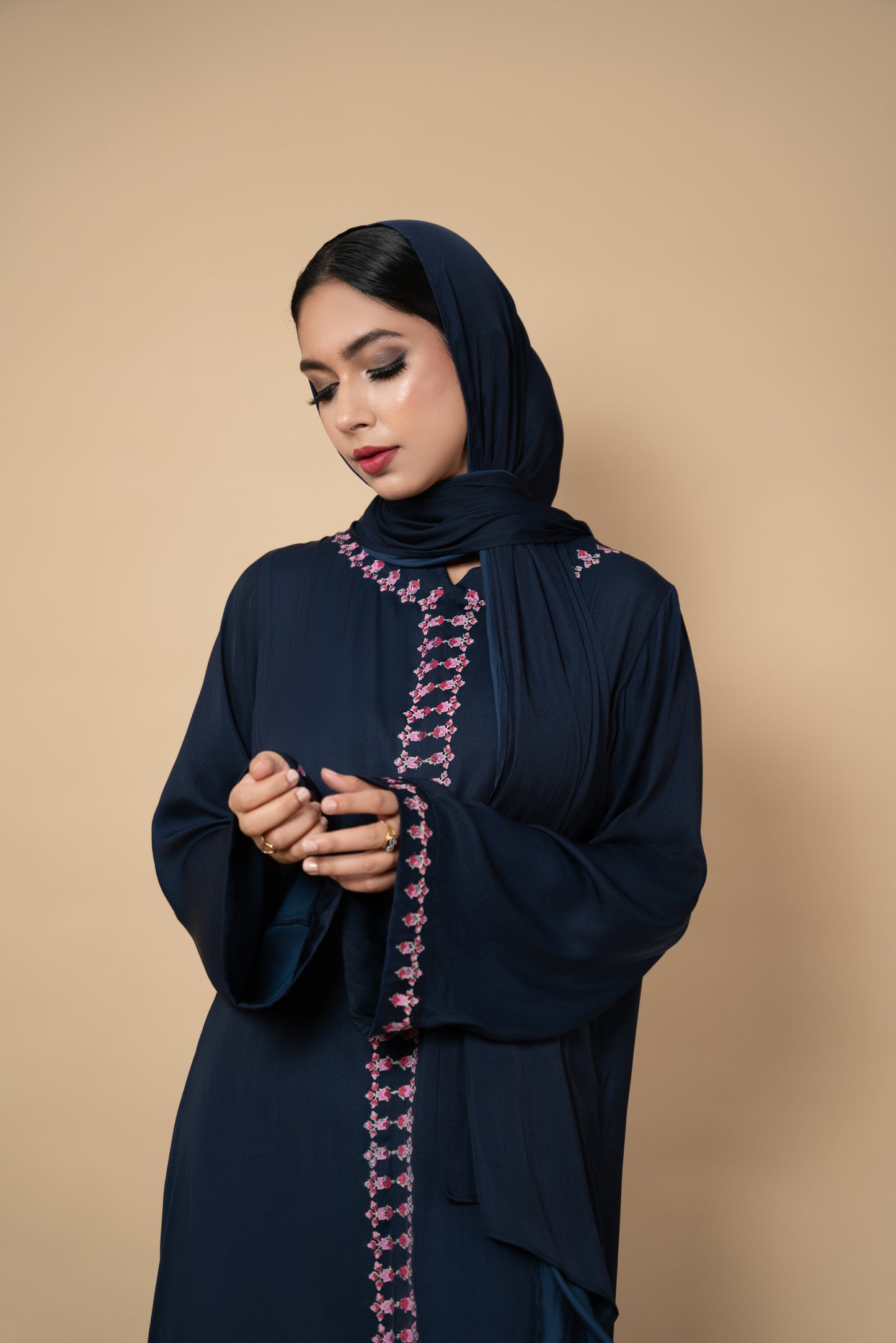 Indigo Blue Block-Printed Abaya Set