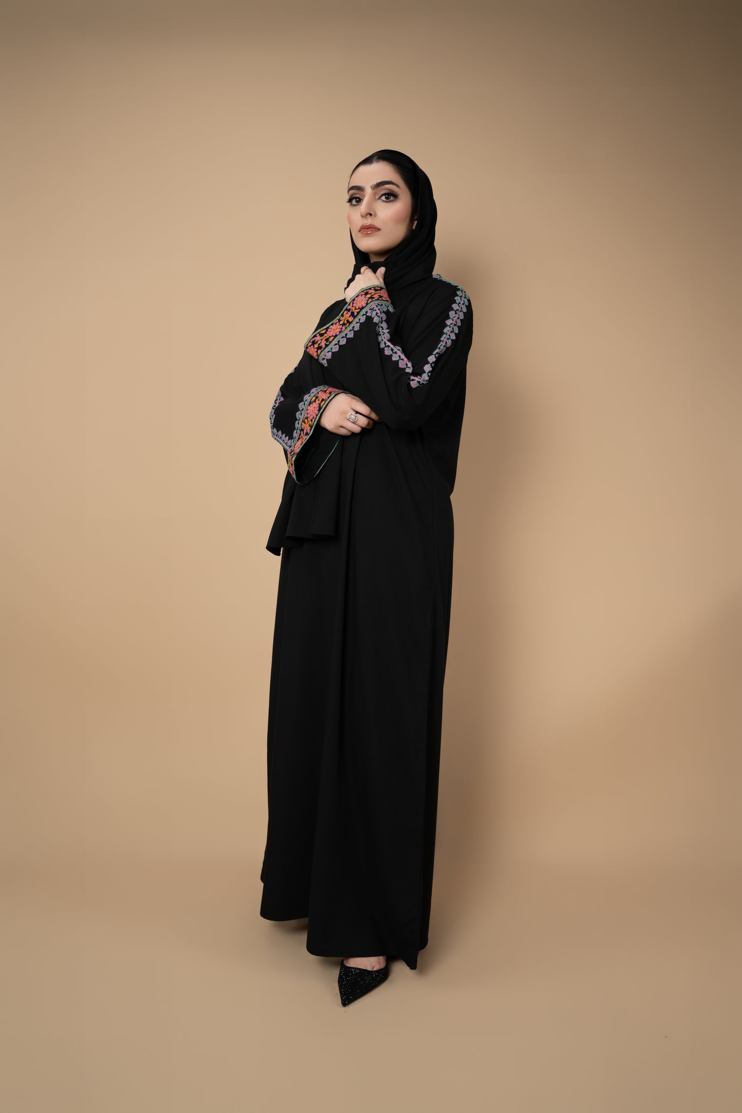 Kohl Black Handworked Abaya Set