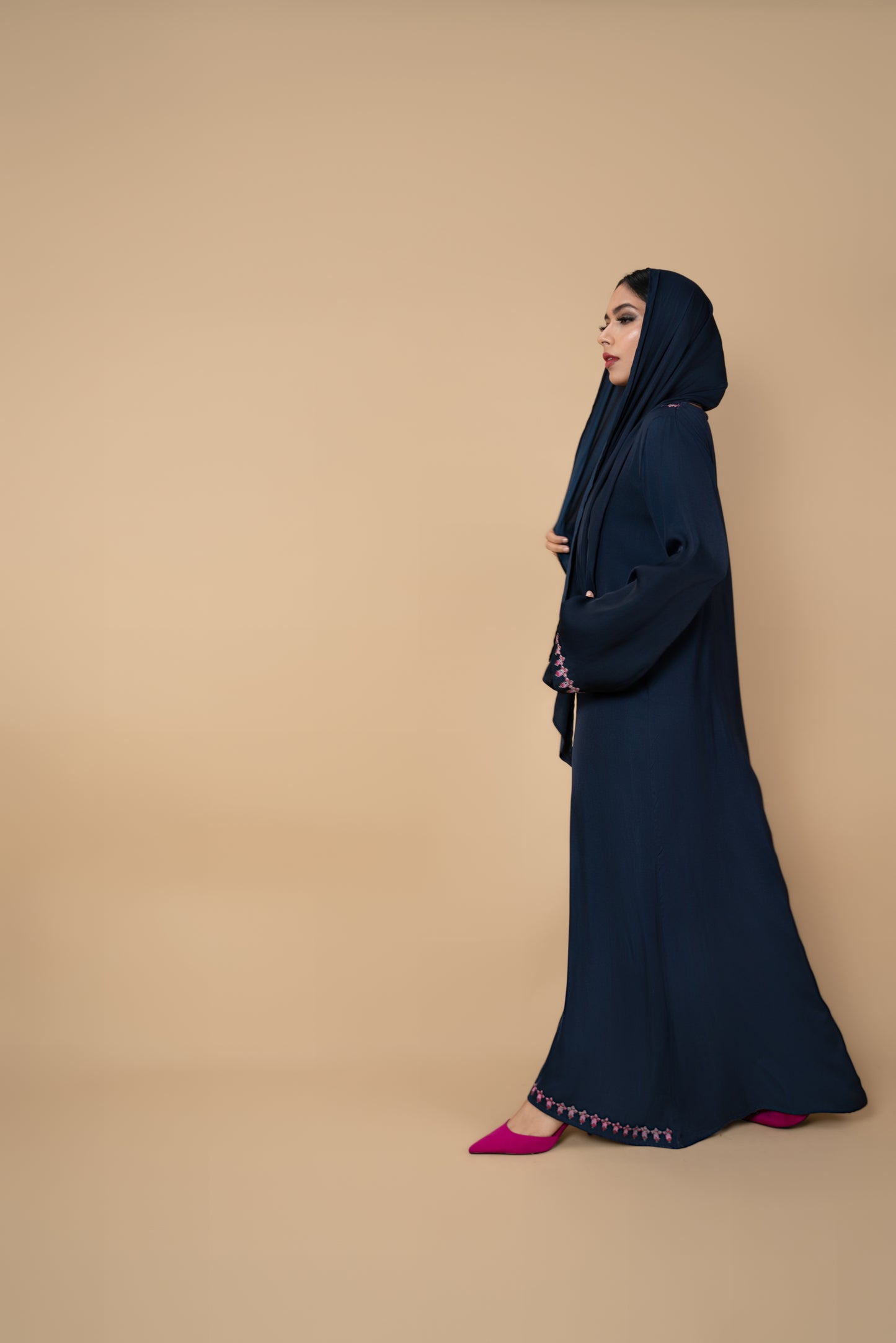 Indigo Blue Block-Printed Abaya Set