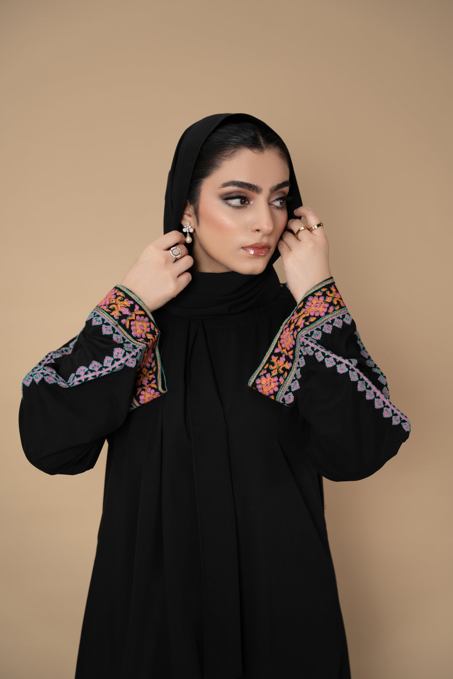 Kohl Black Handworked Abaya Set