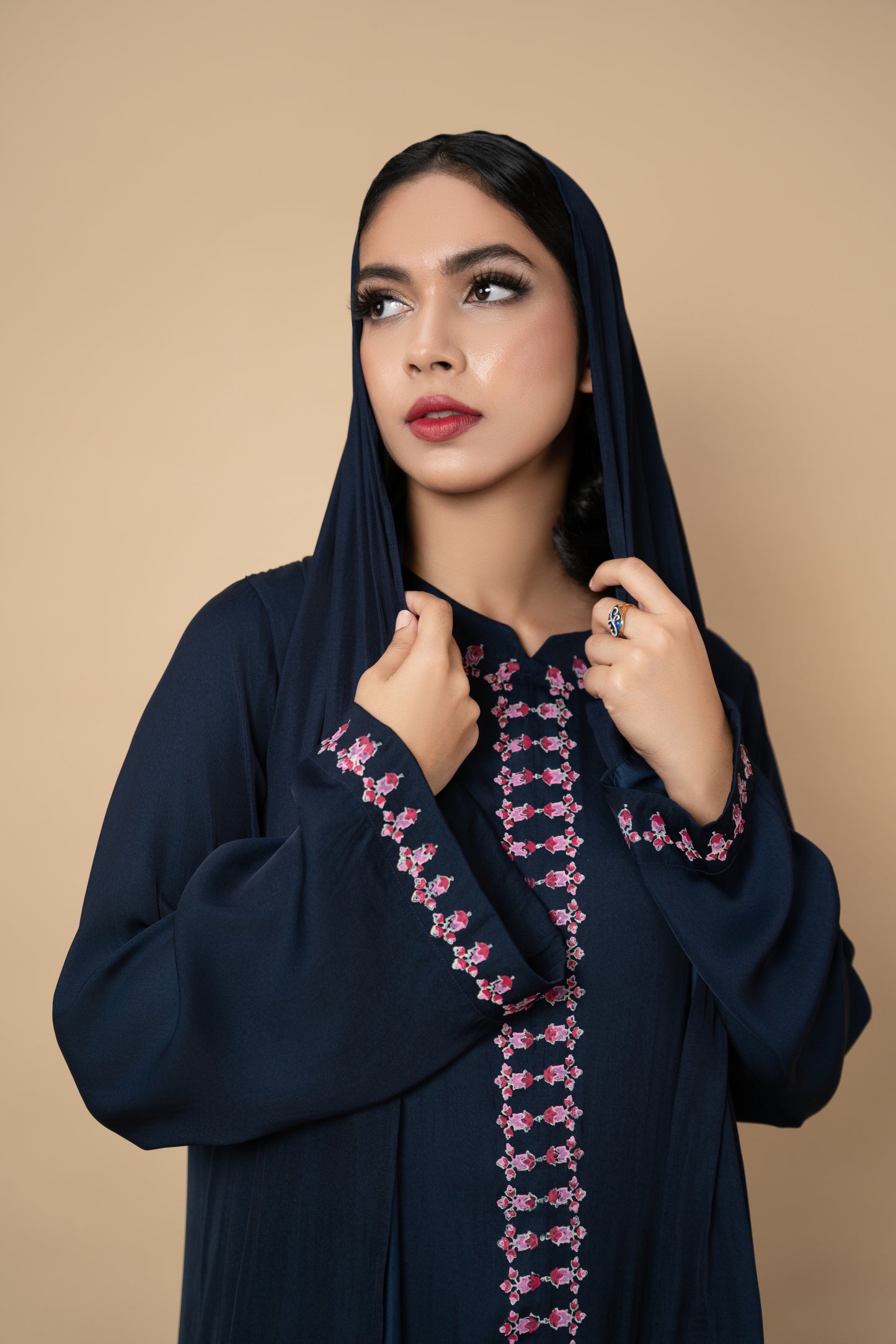 Indigo Blue Block-Printed Abaya Set