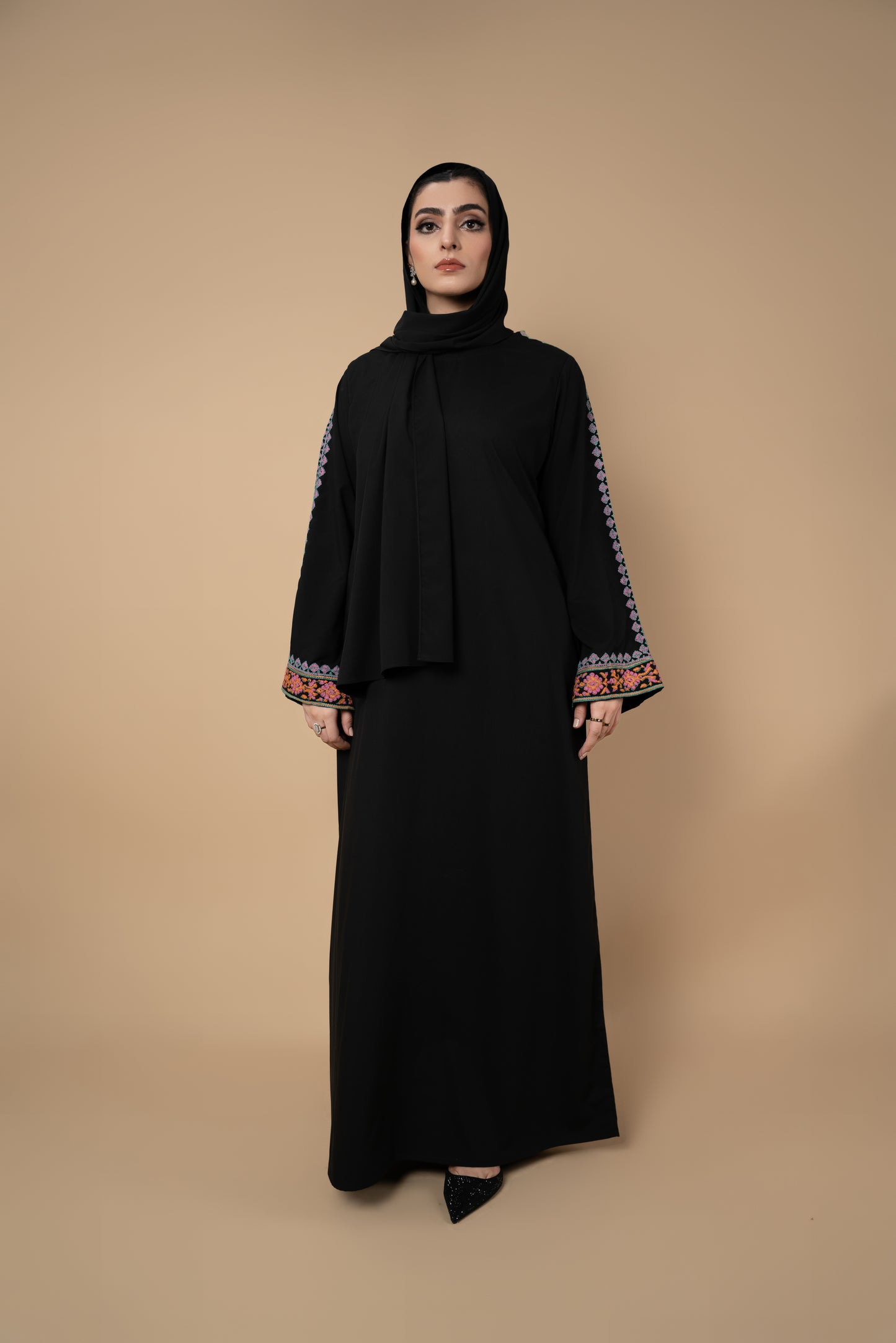 Kohl Black Handworked Abaya Set