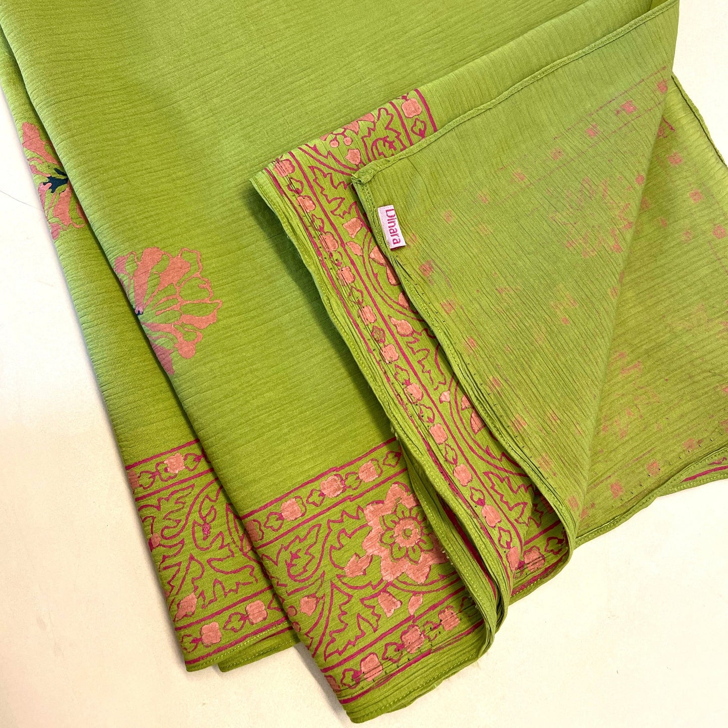 Lime Green Block-printed Scarf