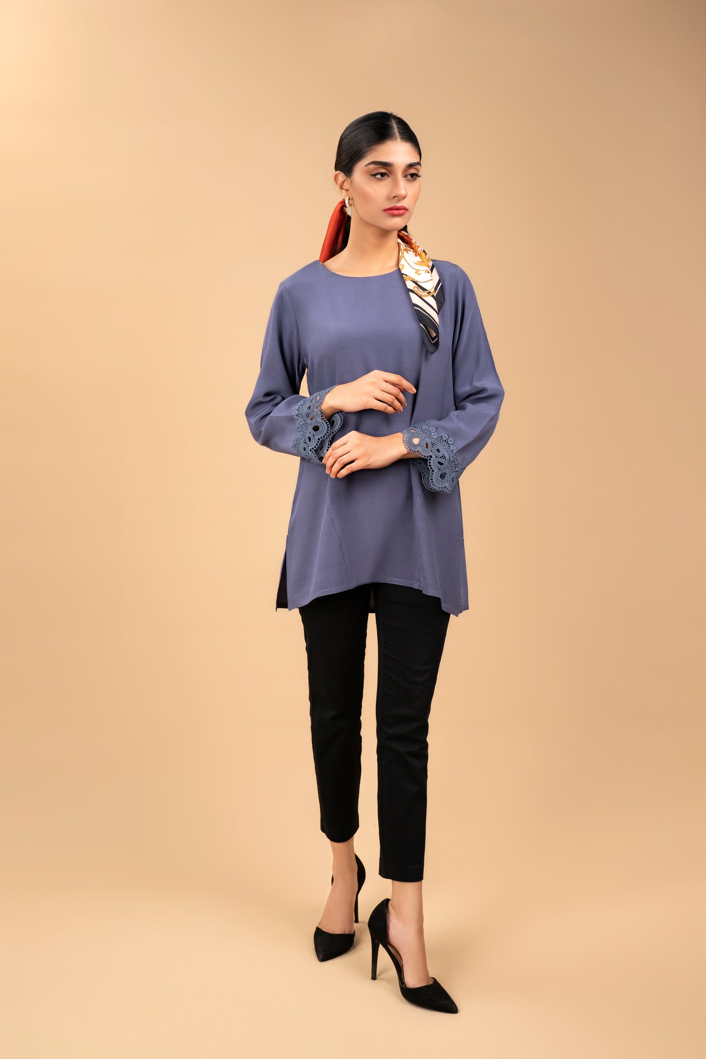 Stone Blue Lace Blouse