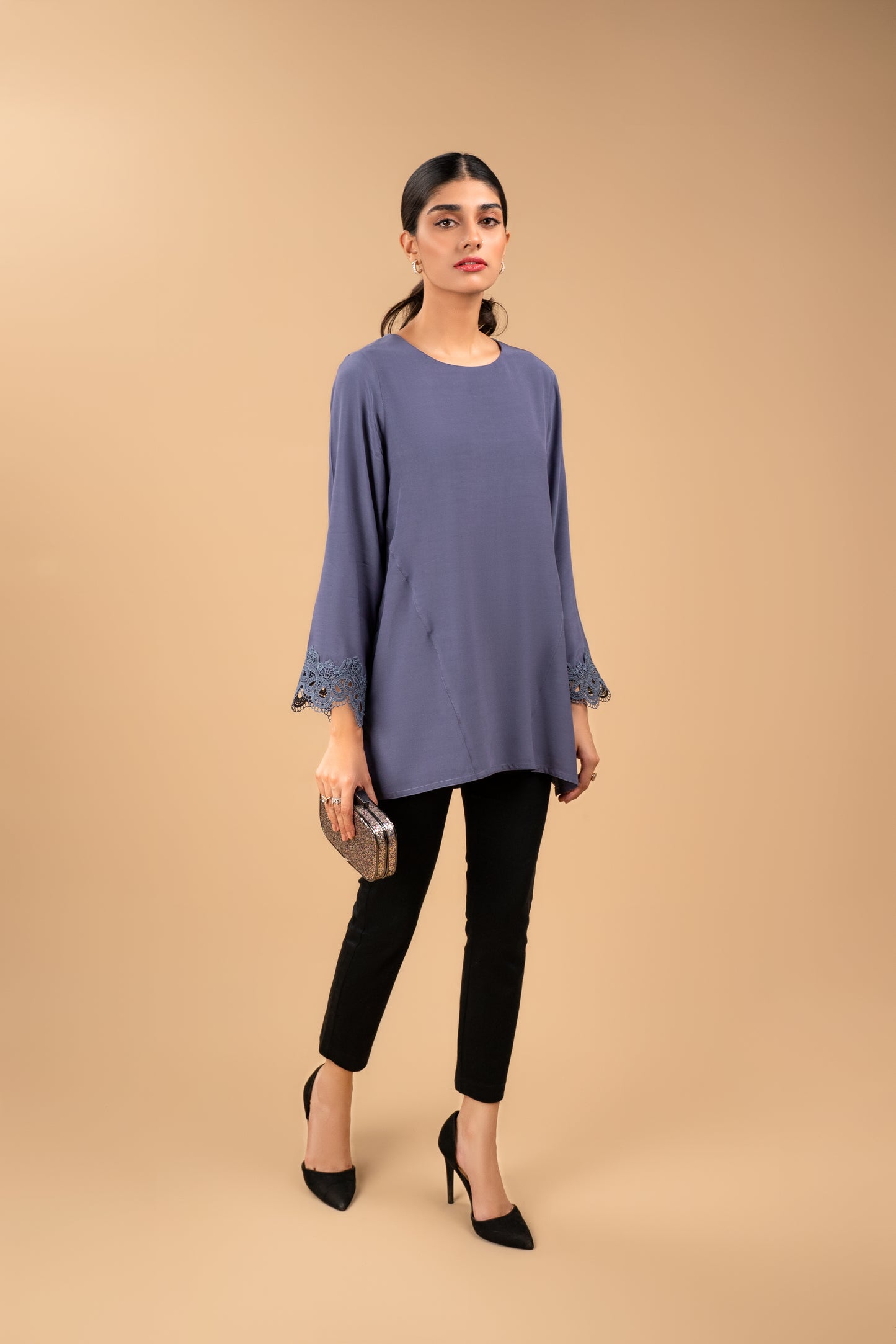 Stone Blue Lace Blouse