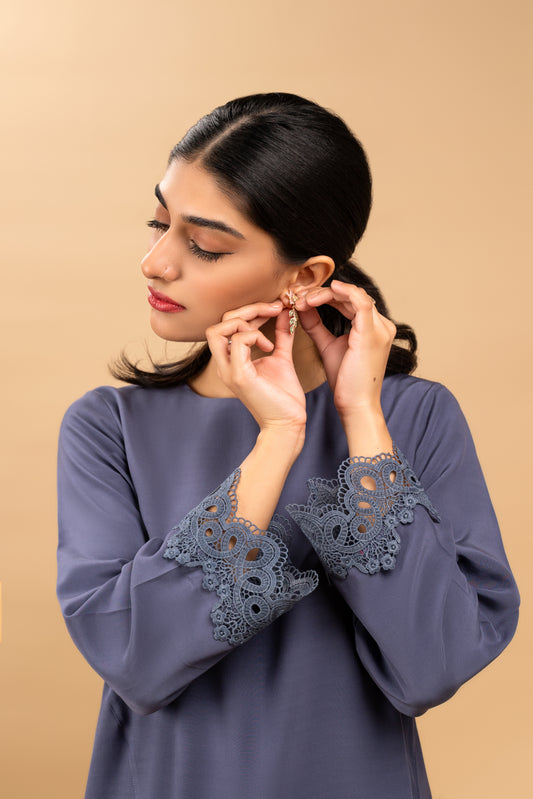 Stone Blue Lace Blouse