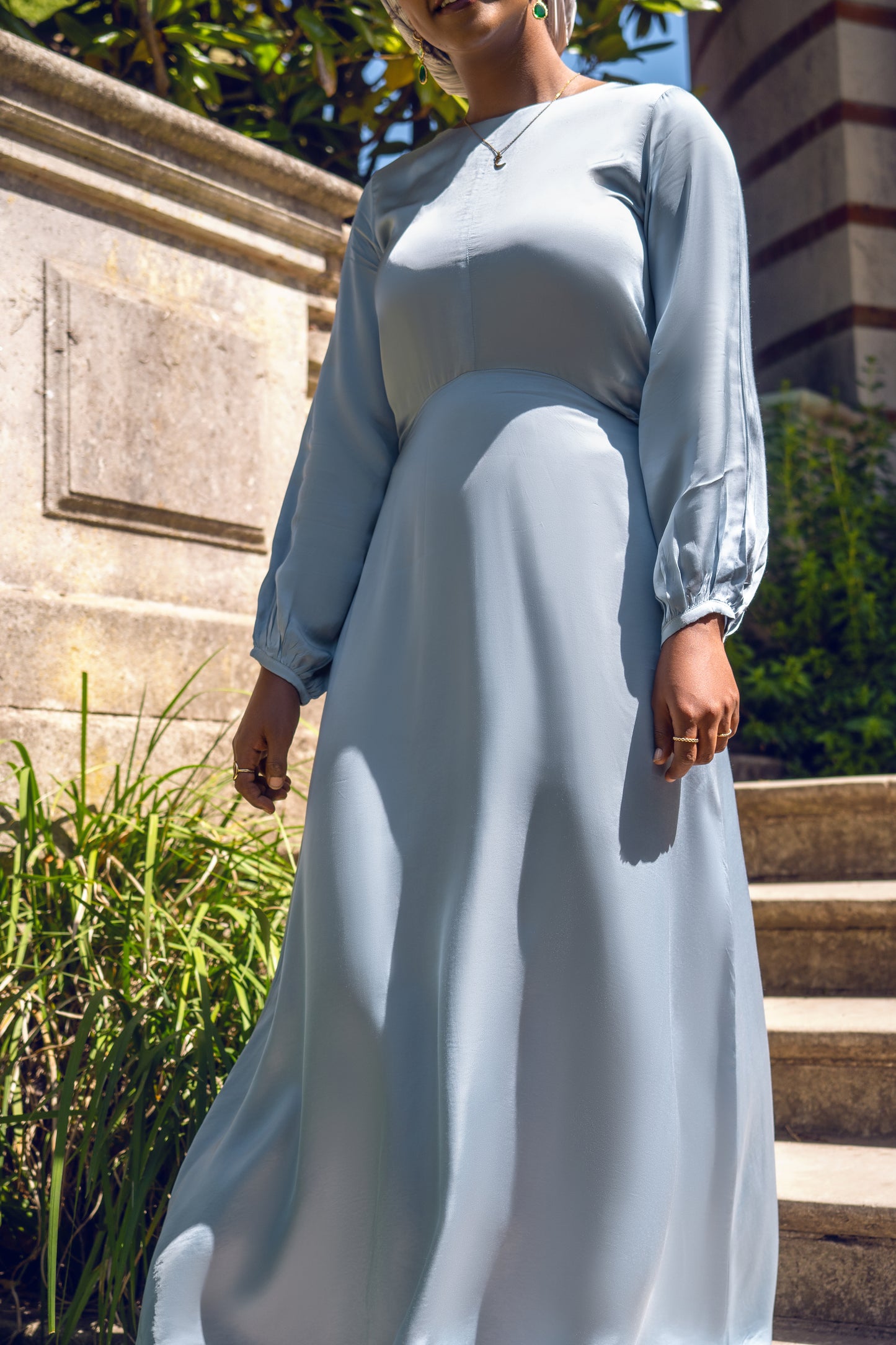 Ice Blue Satin Dress